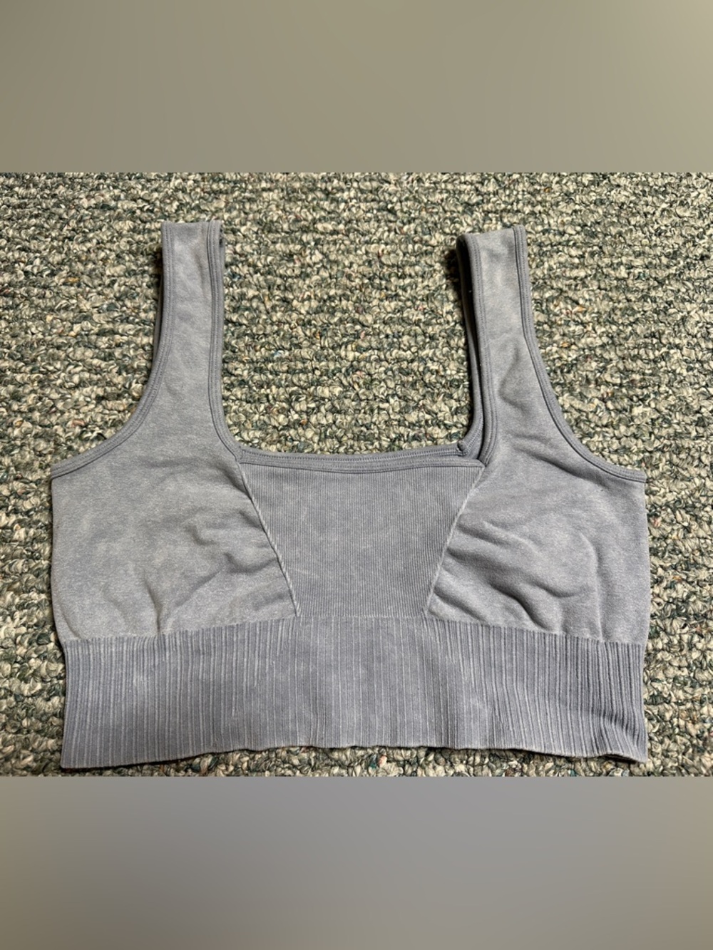 🛍️ 2 for $10 Seamless Ribbed Athletic Workout Gym Sports Bra - Powder Blue